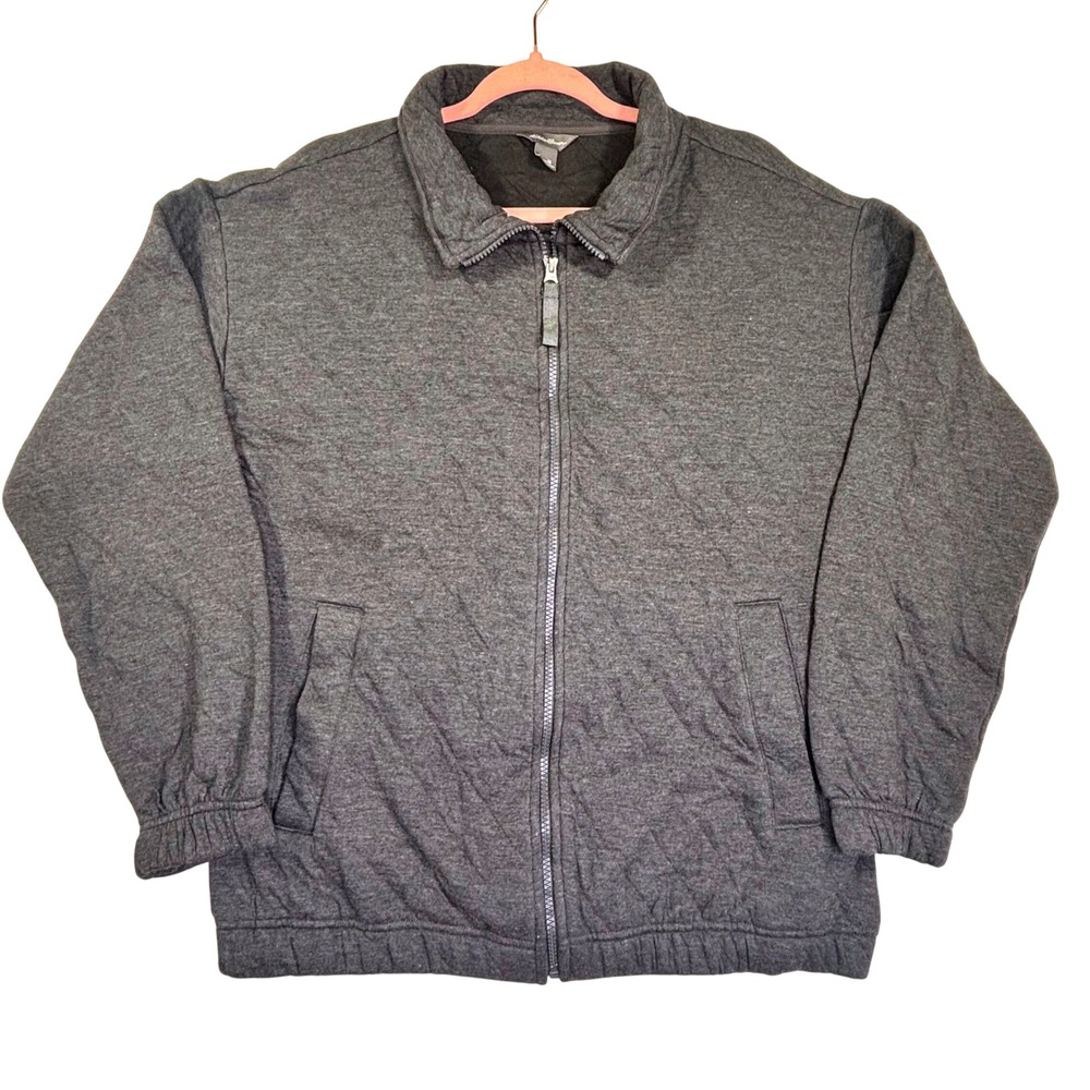Eddie Bauer Womens Gray Quilted Diamond Full Zip Jacket Size M Charcoal Heather